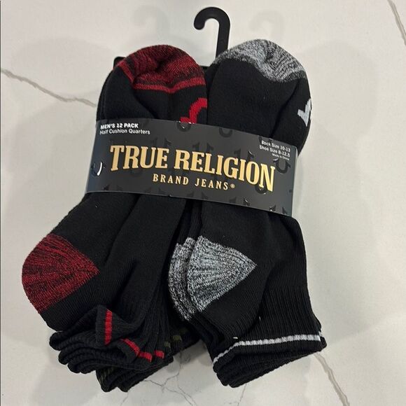 True Religion Black and Gray Athletic Socks 12 pair - Picture 1 of 2